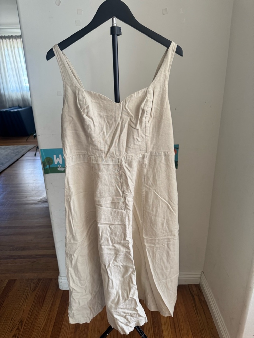 Old Navy Neutral Beige Linen Fit & Flare Sleeveless Dress